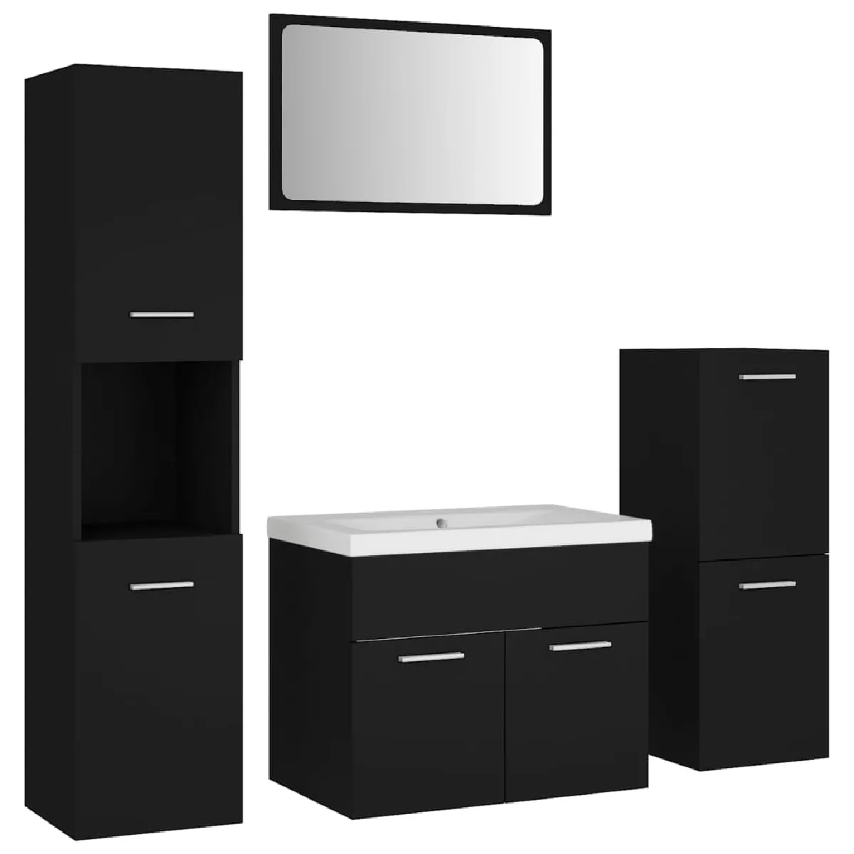 vidaXL Ensemble meuble salle de bain Noir