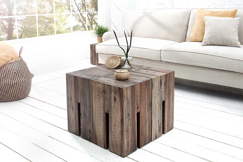 Design Beistelltisch CASTLE 45cm Treibholz Sitzhocker