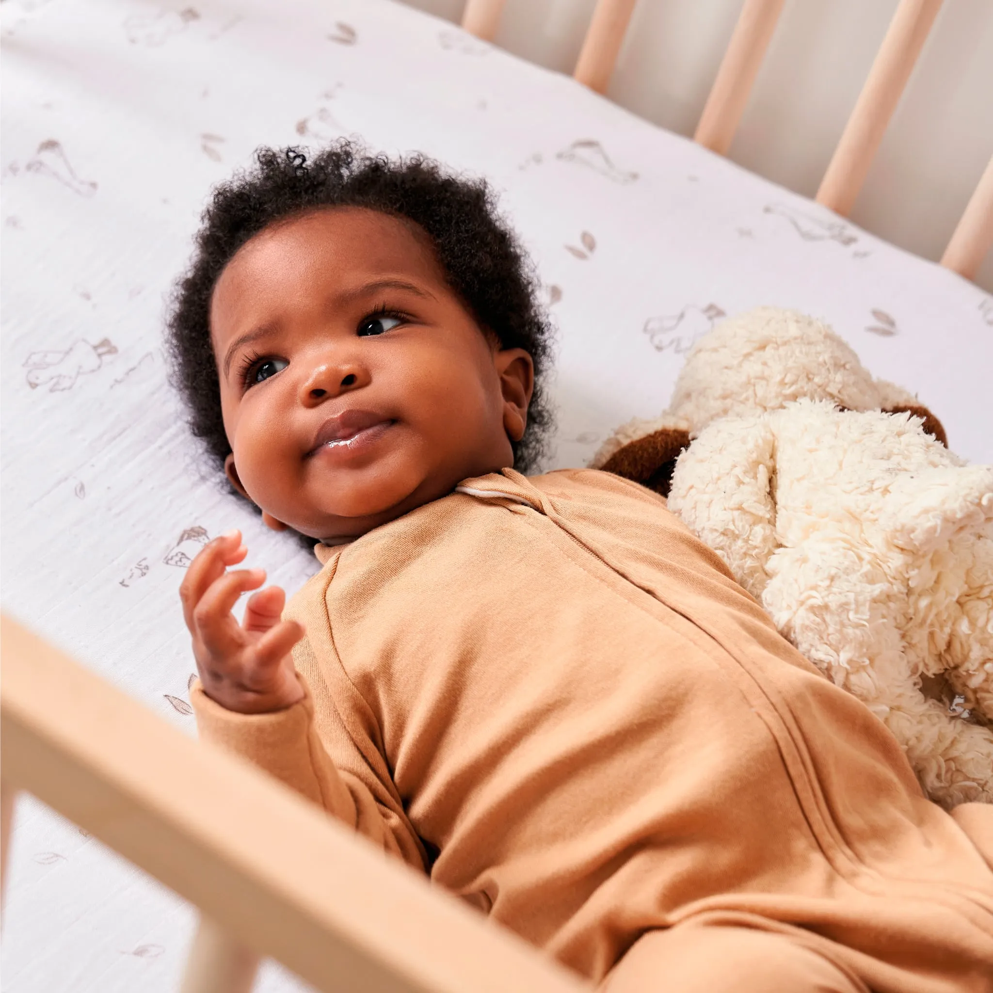 Perlimpinpin Drap Contour pour Lit de Bébé - Mousseline Oies