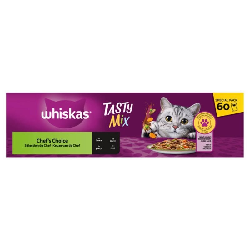 Whiskas Tasty Mix Chef's Choice - Kattenvoer - 60x85 gram - 85 Gram - kip