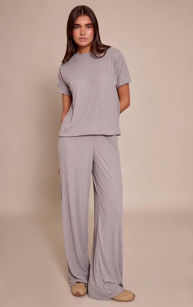 Gris Pantalon Large Texturé Transparent