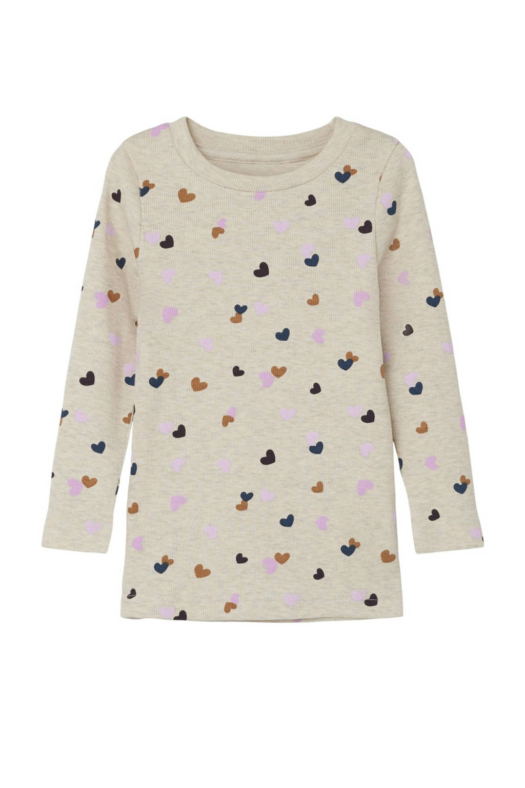 NAME IT longsleeve NMFLUCKY met hartjes ecru melange/multicolor