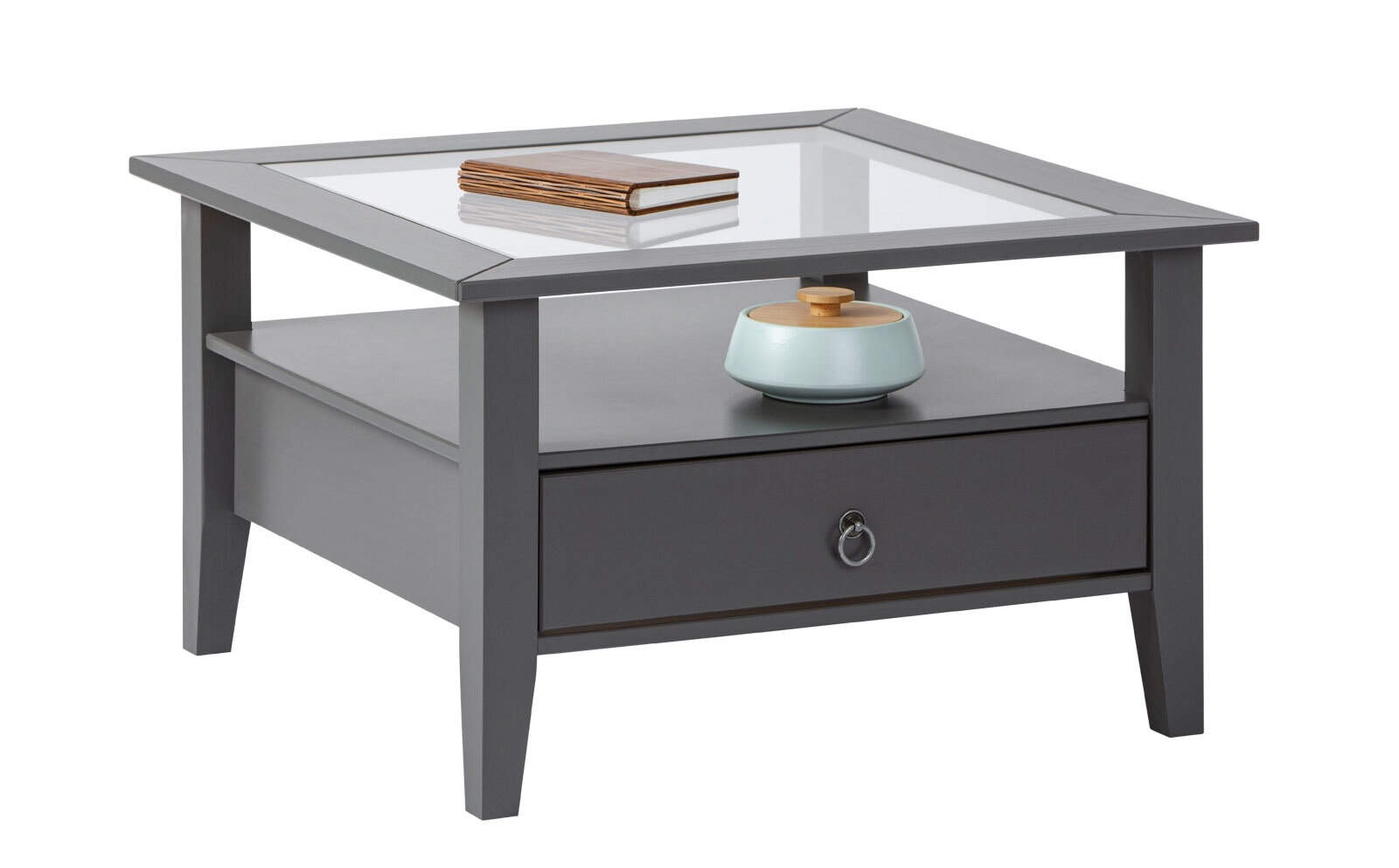 Couchtisch VALENTIN 75x45x75 cm Massivholz Kiefer grau