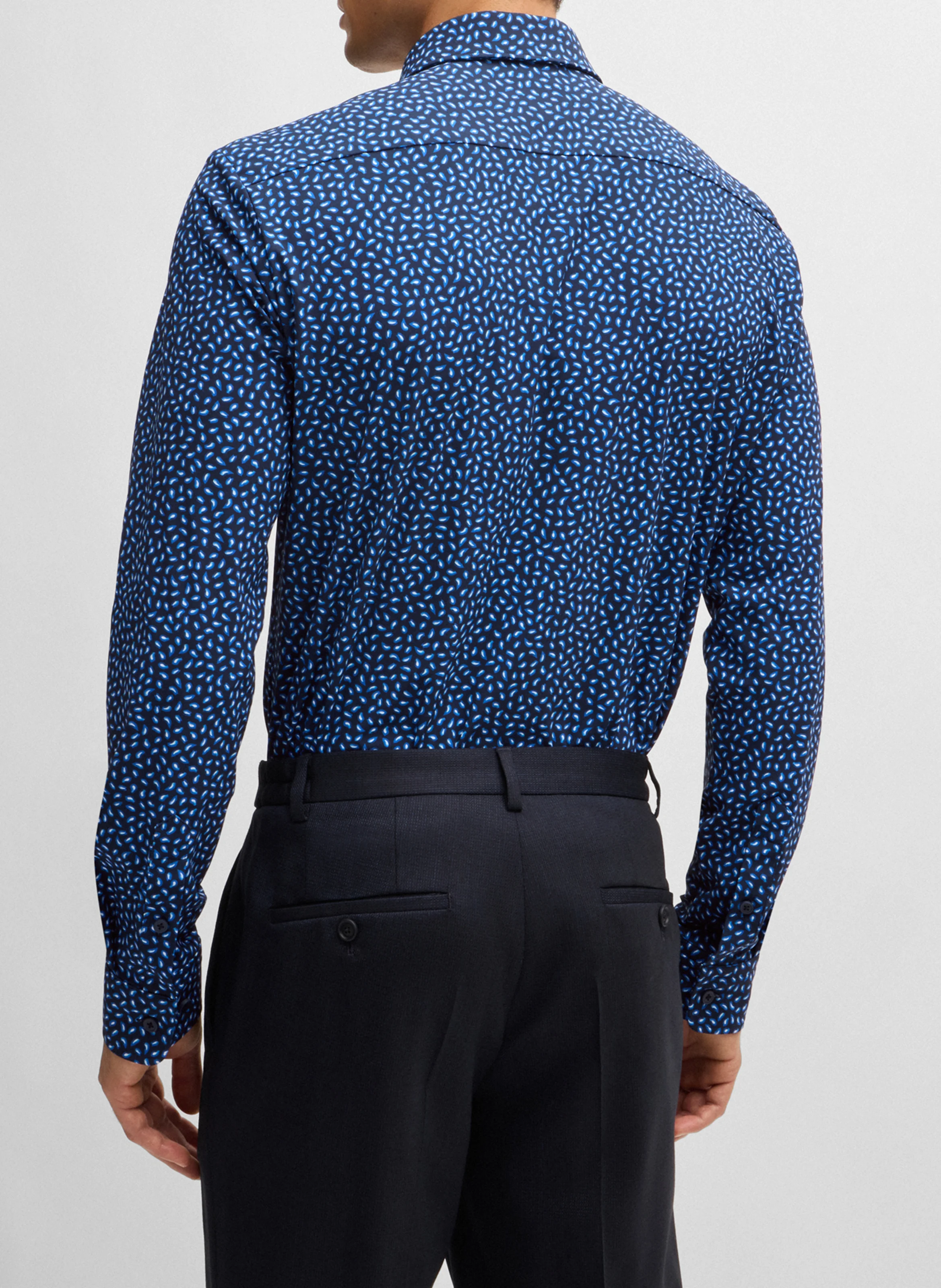 Chemise col classique imprimée | Bleu