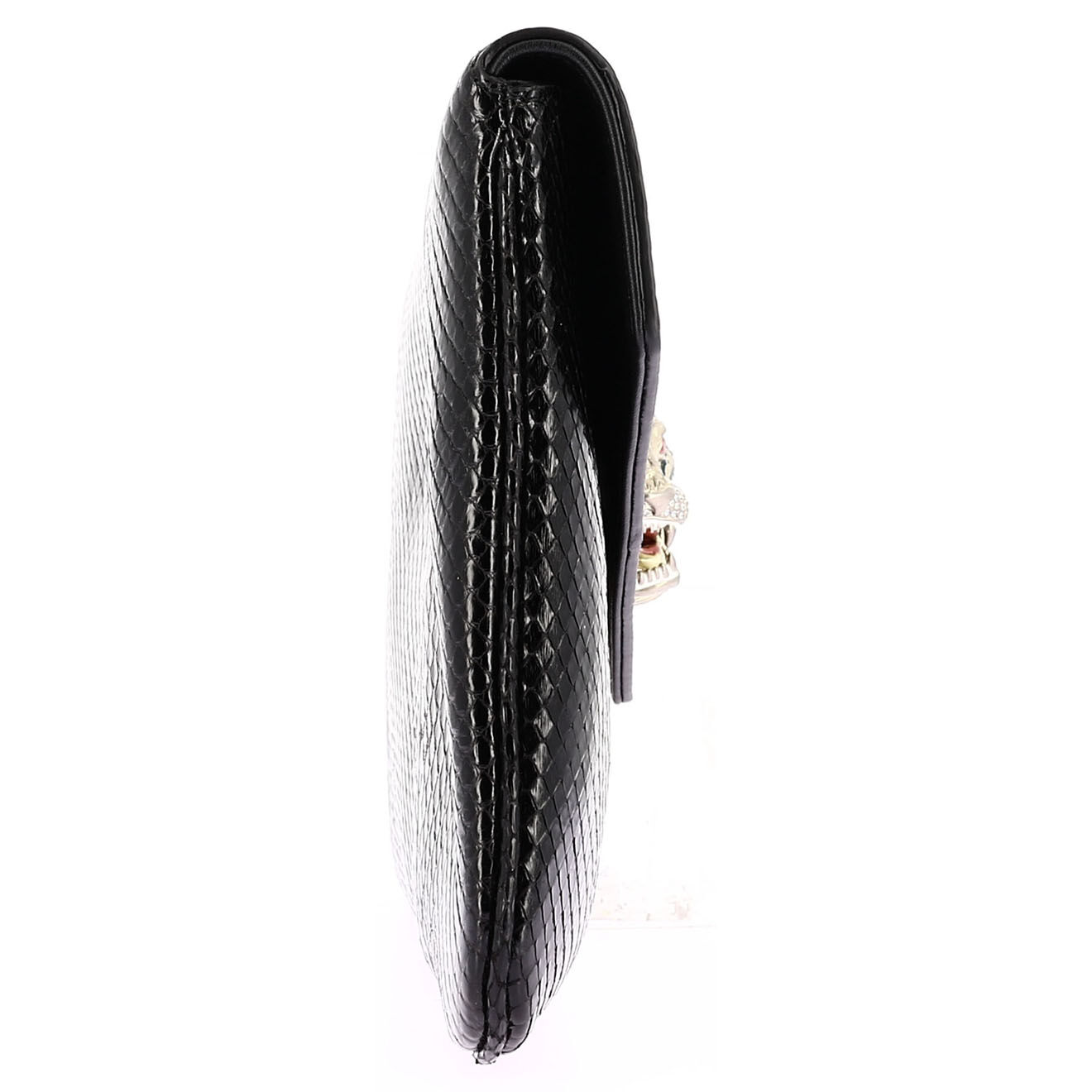 Gucci Pochette en Cuir de Python noire - Parfait état - Longueur 31.5 cm