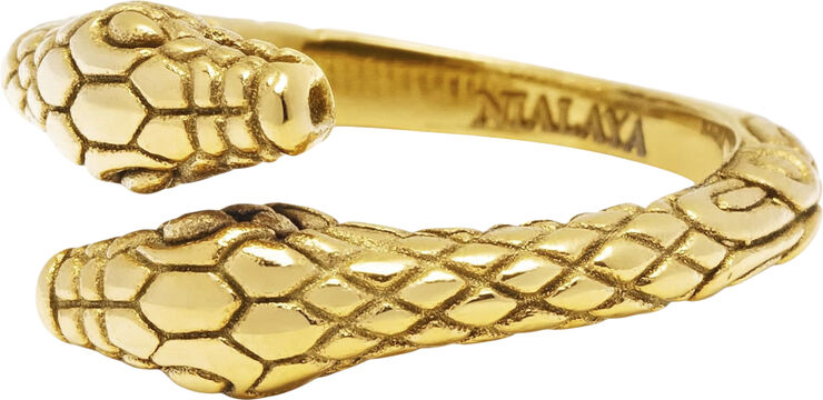 Nialaya Men's Gold Plated Vintage Snake Ring Gold