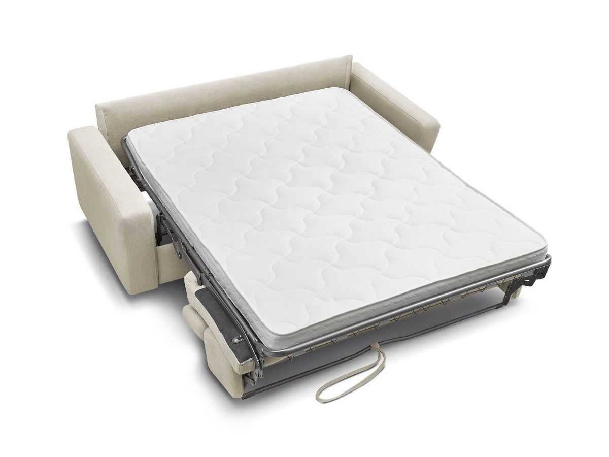 Bobochic Canapé droit convertible monaco ouverture express tissu lisse beige - 195x99 cm