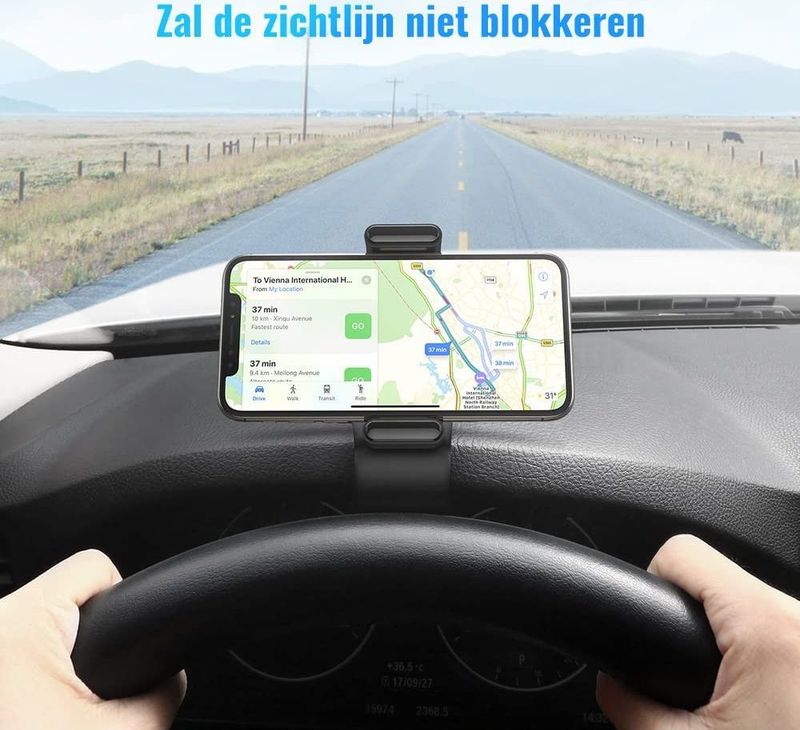 UGREEN Universele Auto Klemmende Telefoonhouder 360° Draaibaar Dashboard Zwart