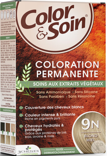 Color & Soin Coloration Permanente Aux Extraits Végétaux 9N Blond Miel 1 Kit