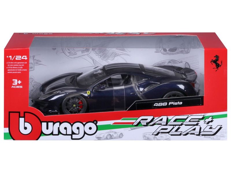 BBurago Ferrari R&P 488 Pista Schwarz 1:24 Sammlermodell im Massstab 1:24