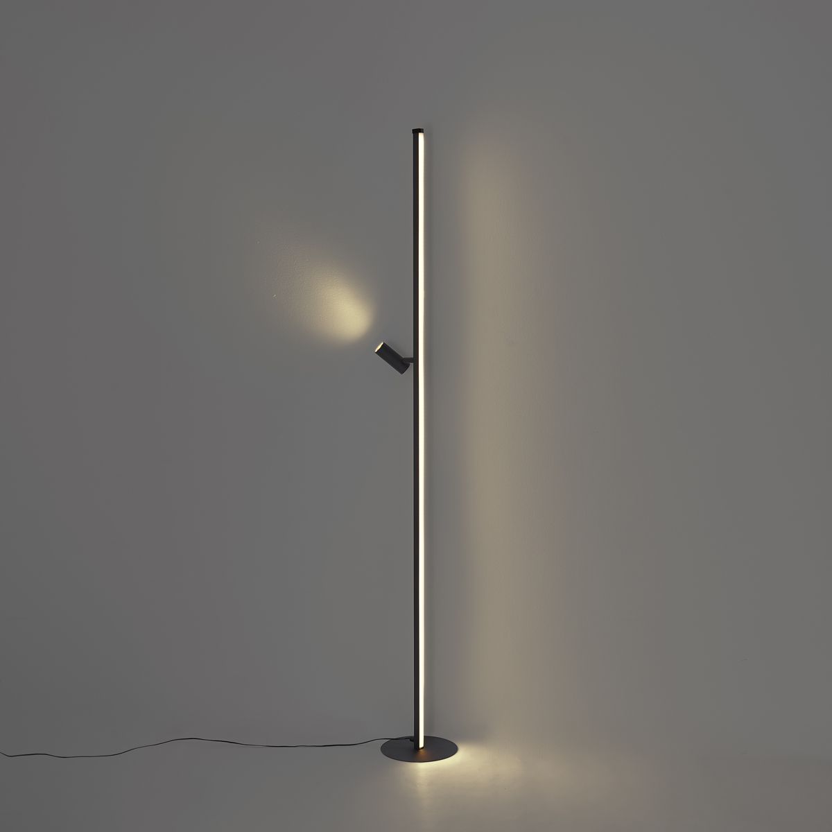 Design vloerlamp zwart met leeslamp incl. LED met touch dimmer - Throttle