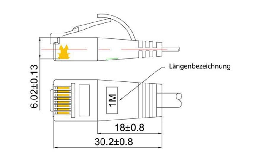 Slimpatchkabel RJ-45 - RJ-45, Cat 6, UTP, 0.5 m, GelbUnscreened/Unshielded Twisted-Pair-Kabel (UTP) mit Klinkenschutz