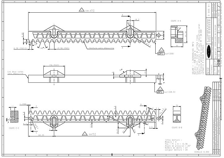 Crémaillère supplémentaire pour portails coulissants Somfy 3 x 33 cm