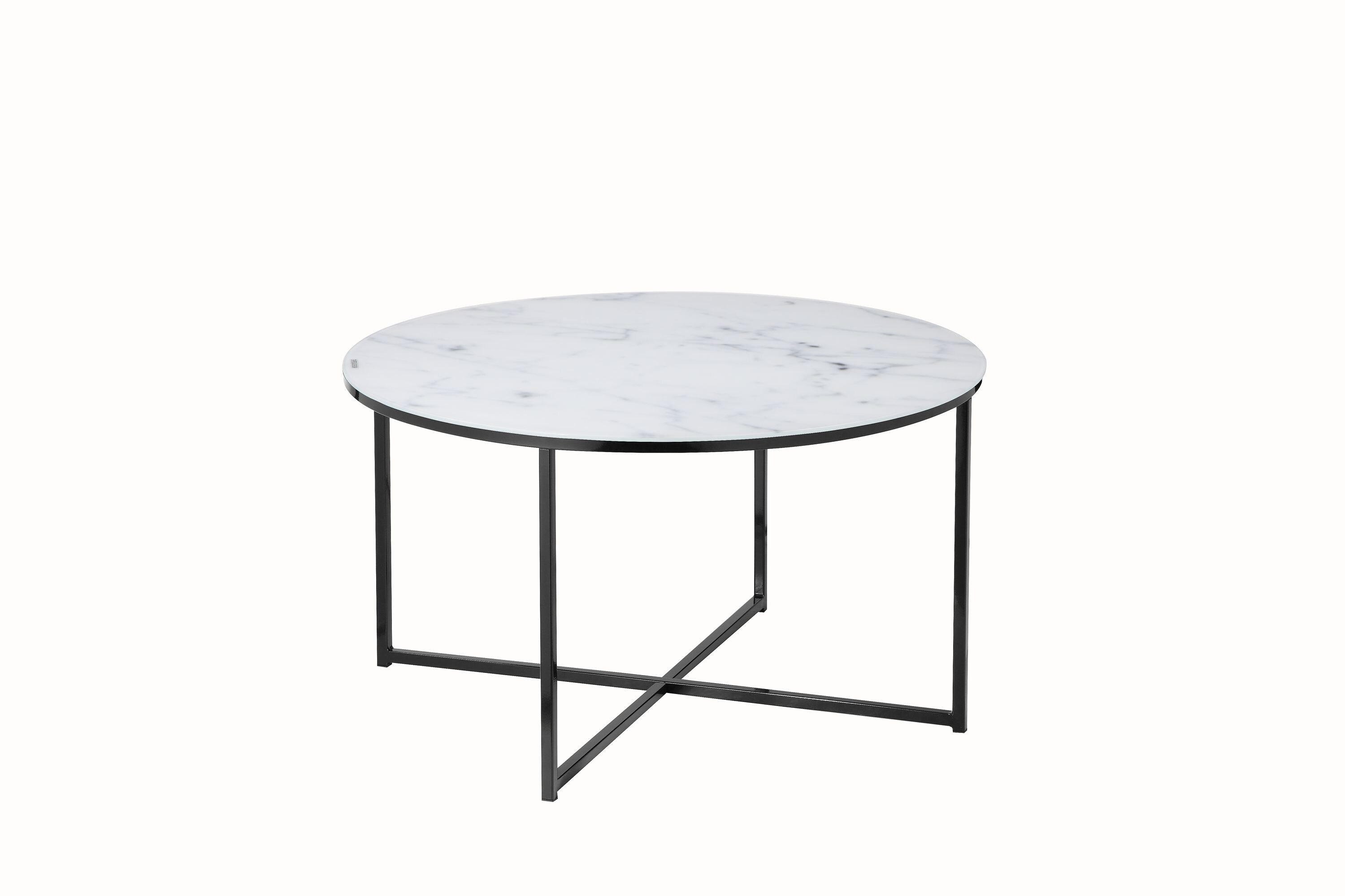 Couchtisch Ø80cm Marmor Optik Glastisch Sofatisch Beistelltisch Wohnzimmer Tisch