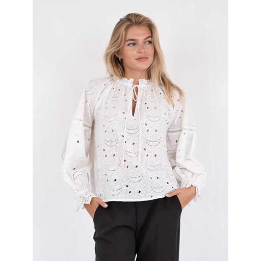 Neo Noir Micah Emb Bluse, Hvid, 36