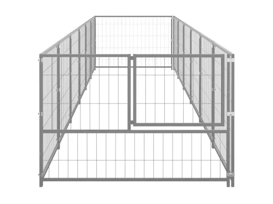 Chenil extérieur cage enclos argenté 600 x 100 x 70 cm 02_0000289