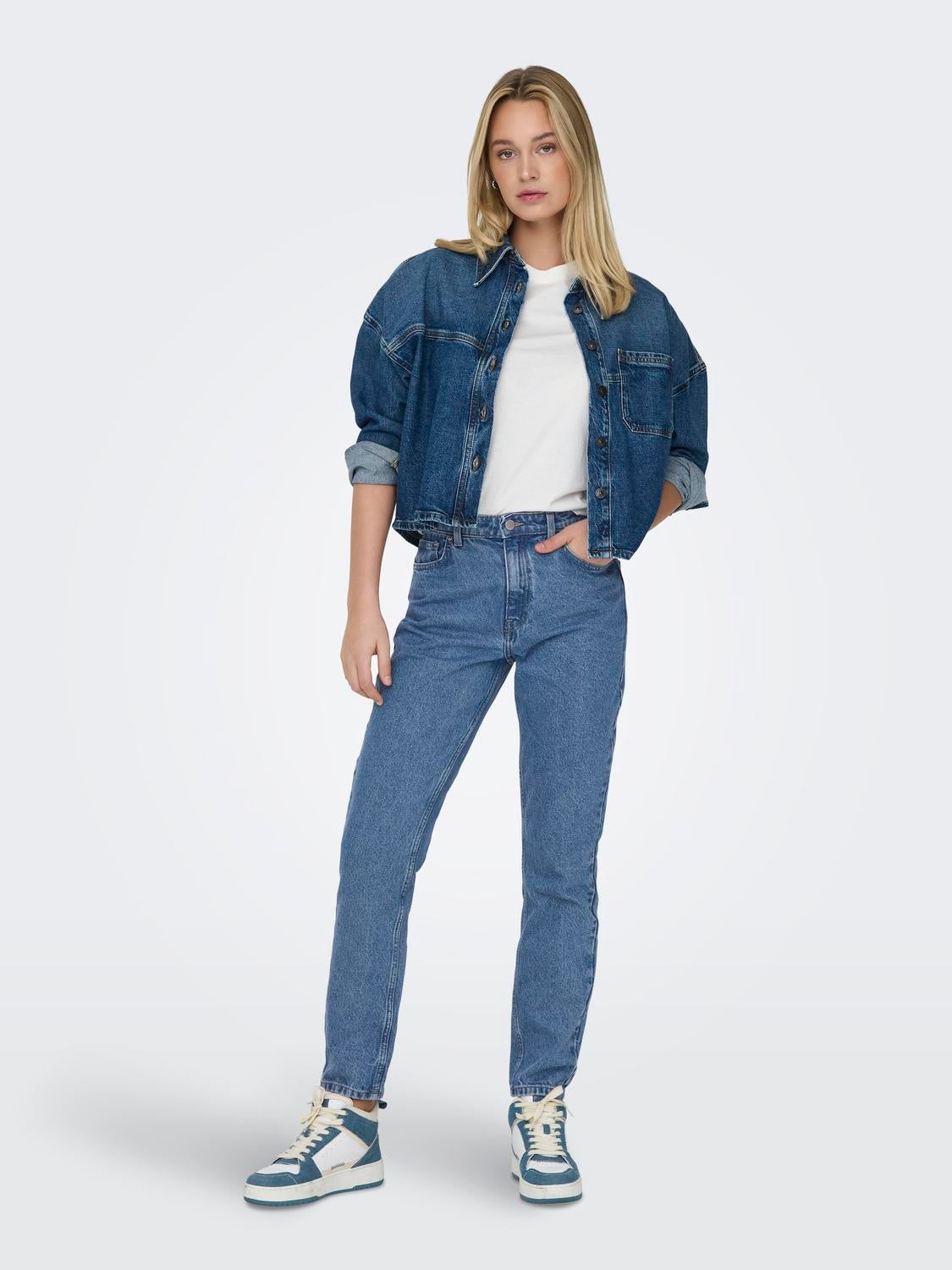 ONLJAGGER Hohe Taille Hohe Taille Jeans Medium Blue Denim