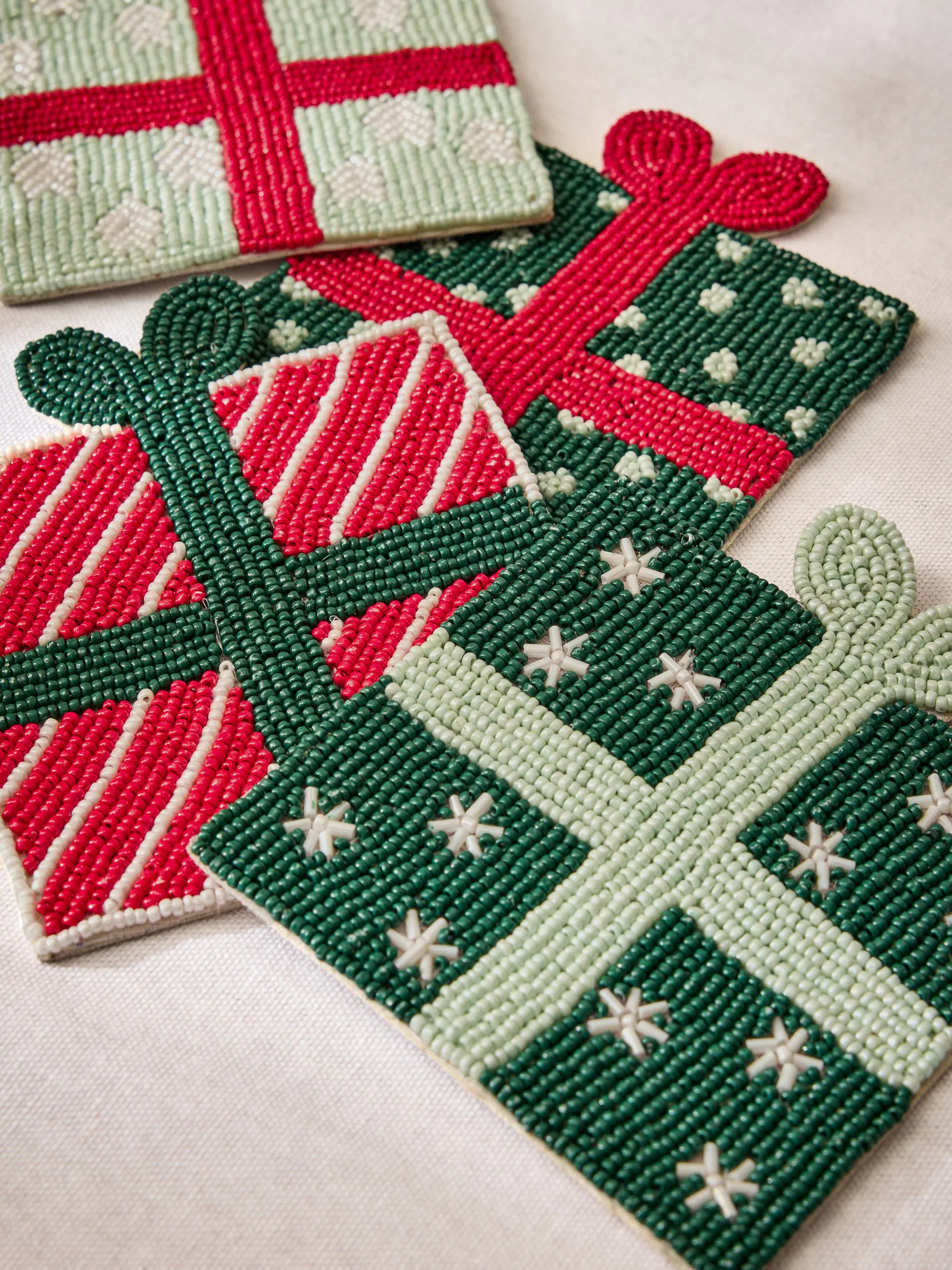 Set van 4 Kerstmis kralen Onderzetters