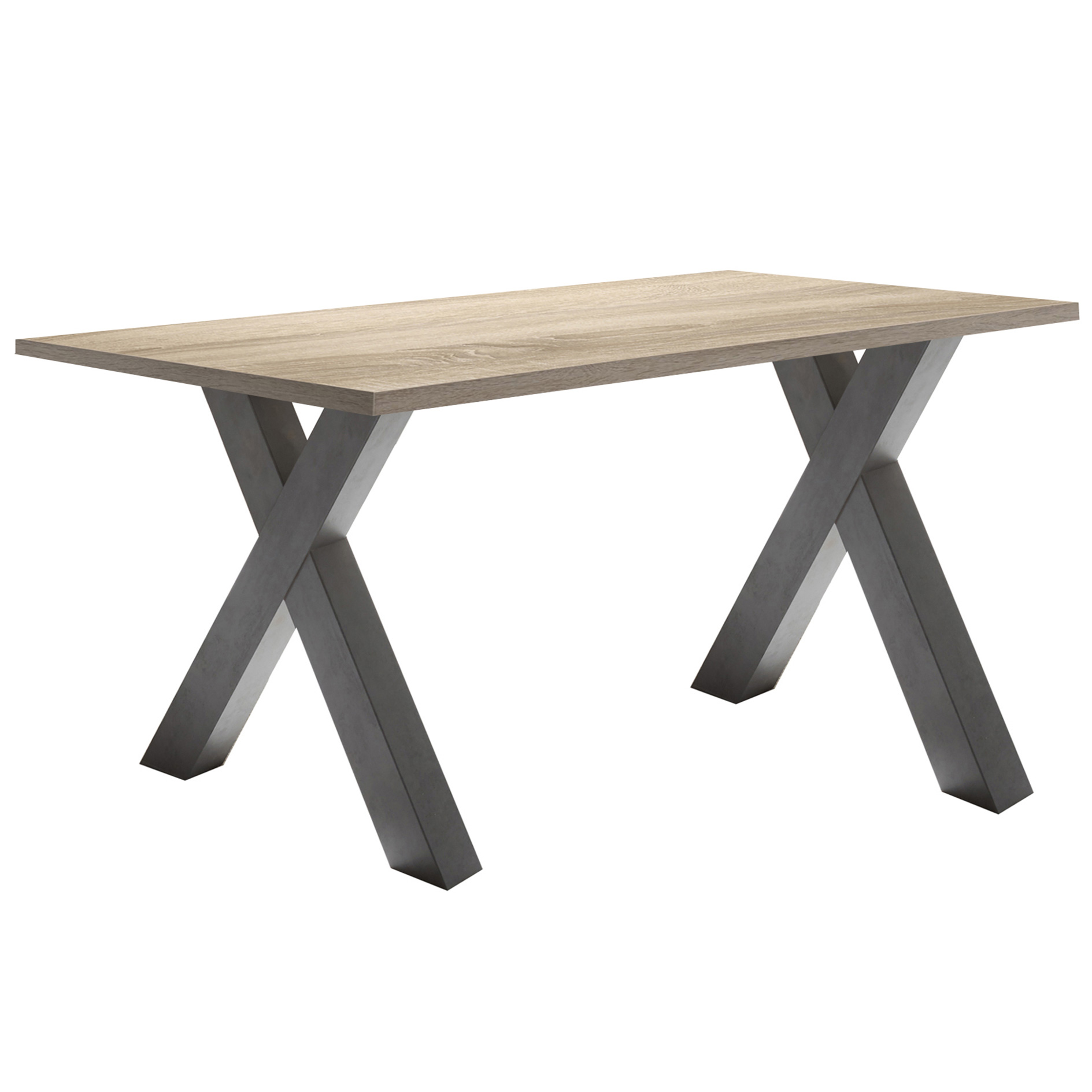 Schreibtisch - Eiche sägerau - Graphitoptik - X-Gestell - 160x70 cm