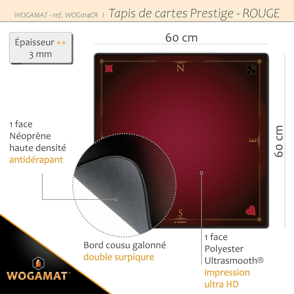 Tapis Cartes Prestige Rouge 60x60 cm