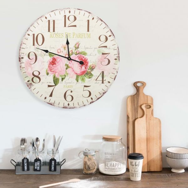 vidaXL Relógio de Parede Vintage Florido 60 cm - 1184239845