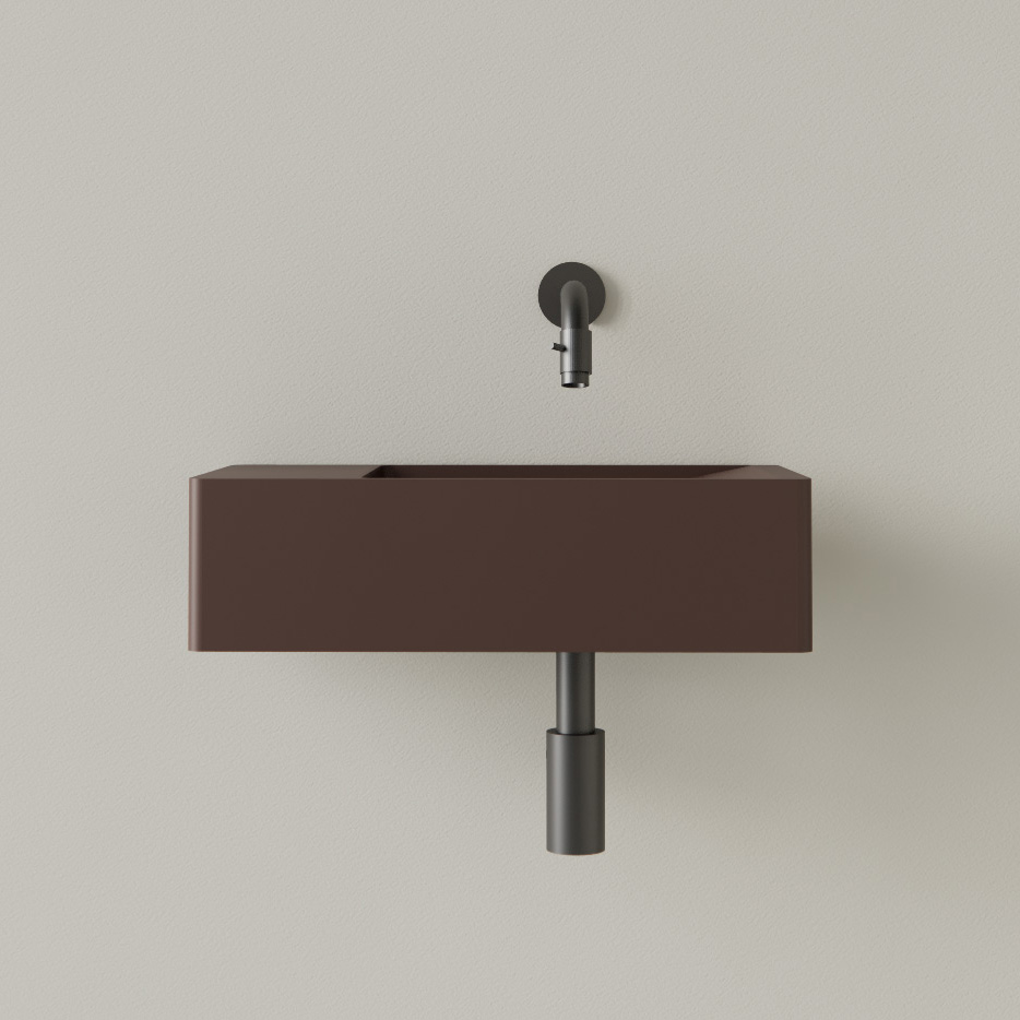 Sanigoods Luko fontein 40x22cm links zonder kraangat choco bruin