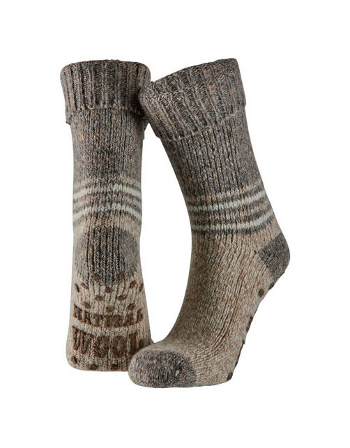 Apollo Heren Huissok Wol Anti-Slip Streep - Sokken - Assorti Dark Ass. 39\/42-43\/46