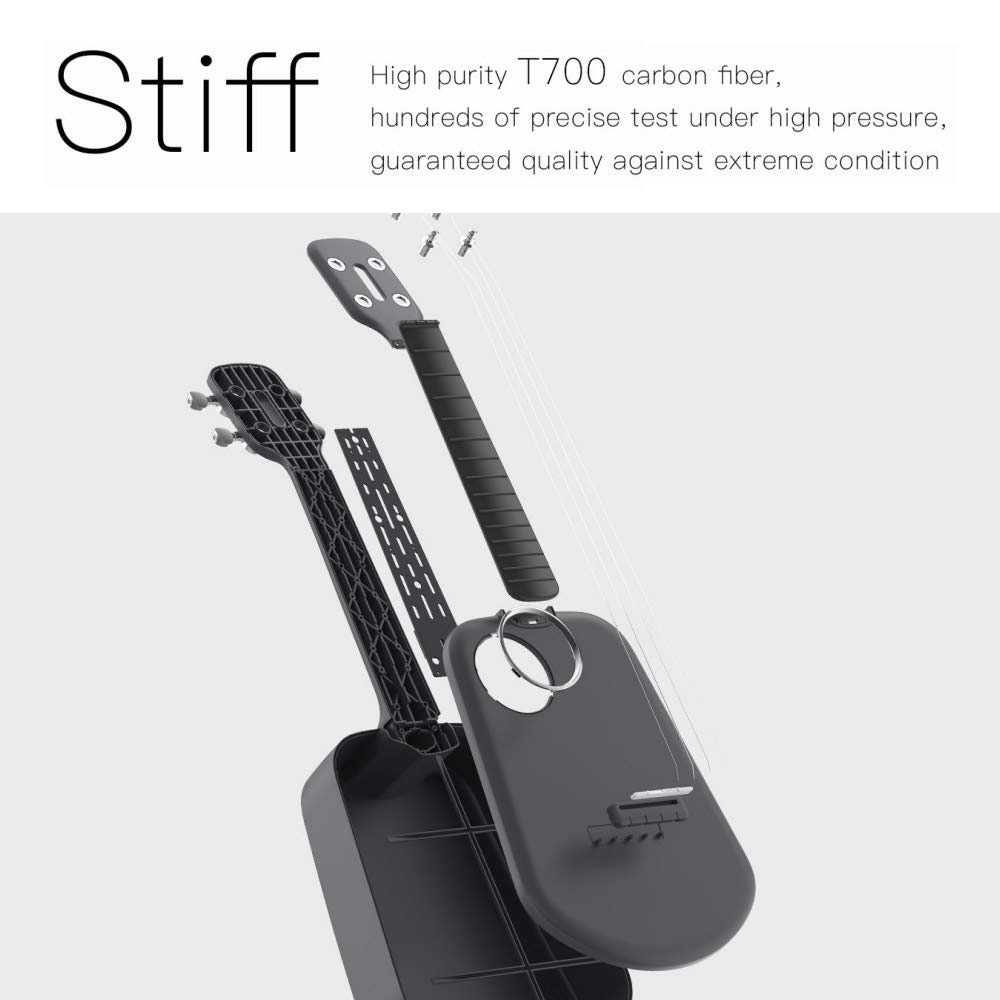 Populele 2 Smarte Bluetooth Ukulele Gitarre (61cm) mit LED Display System und App Steuerung (iOS / Android) - Schwarz