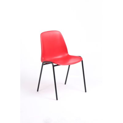 Chaise CHARLOTTE - pieds noirs sans accroche - rouge