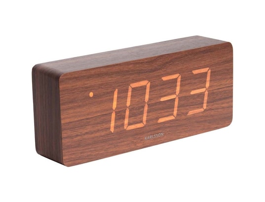 KARLSSON - Réveil en bois chiffres lcd tube bois foncé