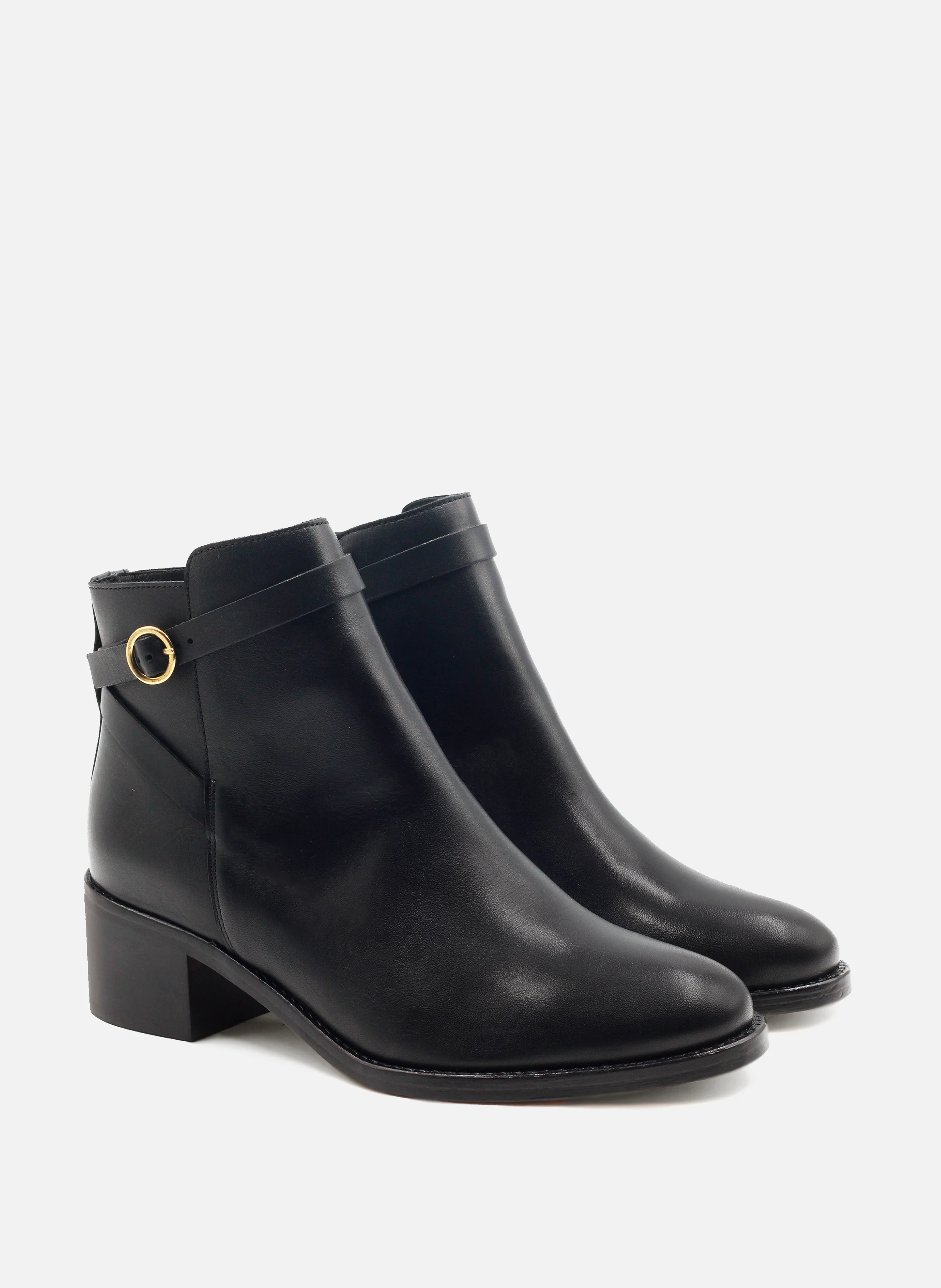Bottines cavalières cuir lisse | Noir