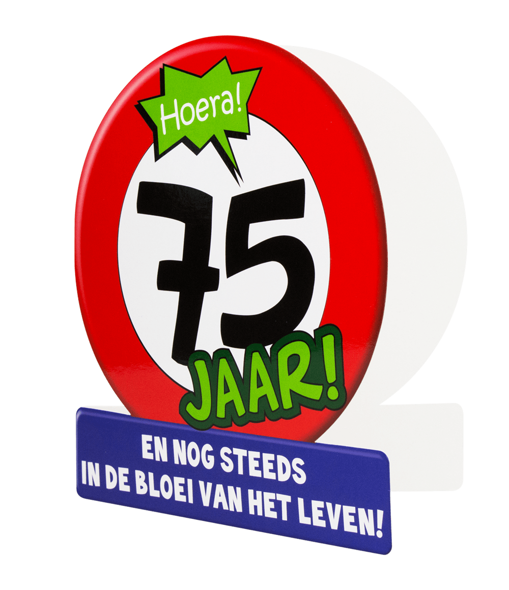 Verjaardagskaart 75 Jaar Verkeersbord 16,5cm