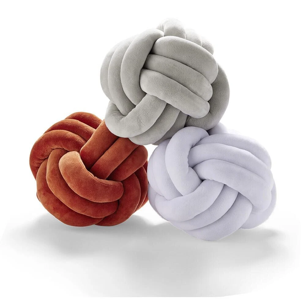 Coussin noeud Ø25cm polyester gris