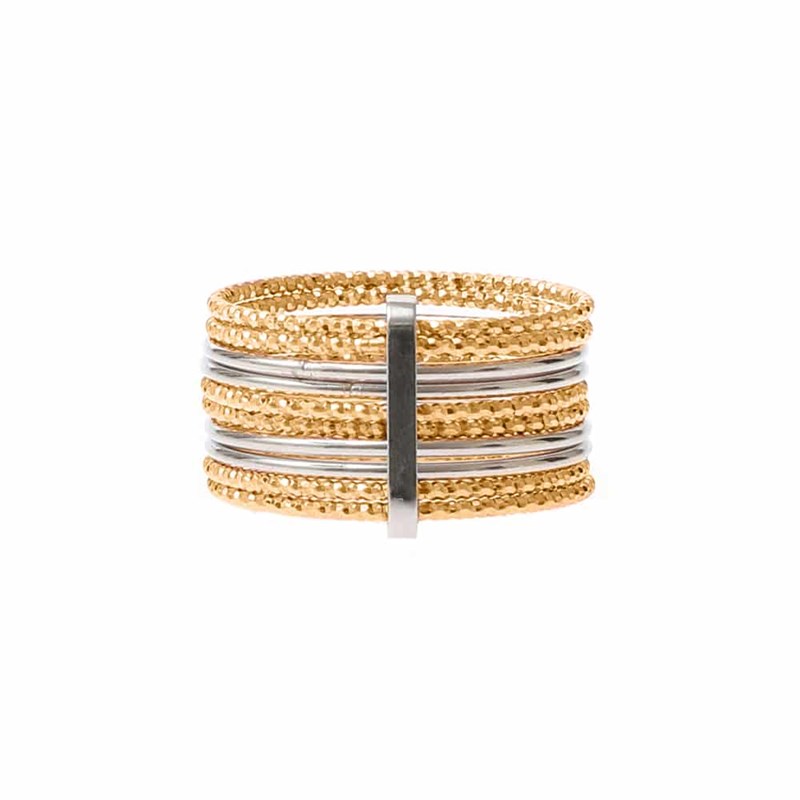 Bague Argent Multi-anneaux Semainier Doré Rhodié