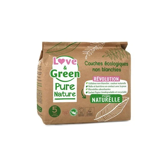 Couches écologiques Pure Nature Eco Label   T5   de               Love & Green