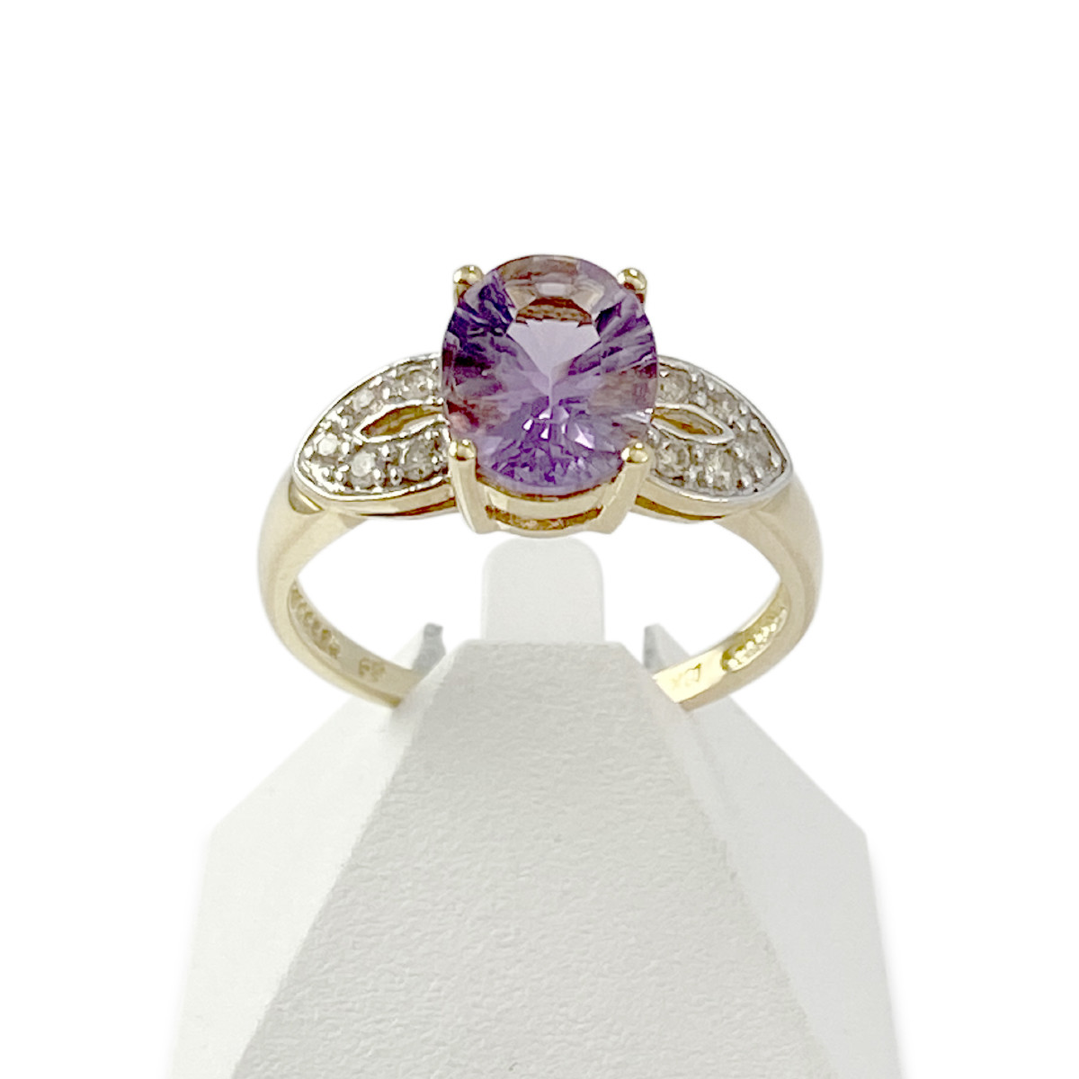 Bague d'occasion or 750 2 tons améthyste diamants