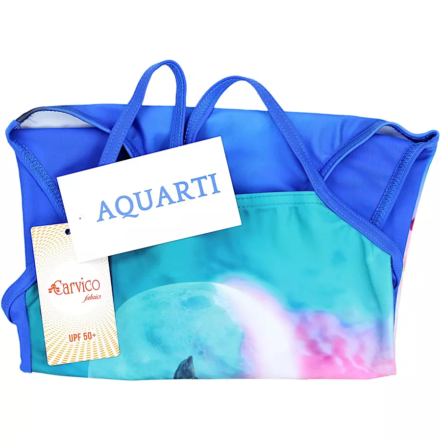 Aquarti Mädchen Badeanzug mit Spaghettiträgern blau Modell 3