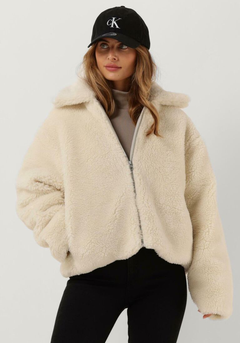 CALVIN KLEIN ecru calvin klein teddy jas back ck sherpa short jacket