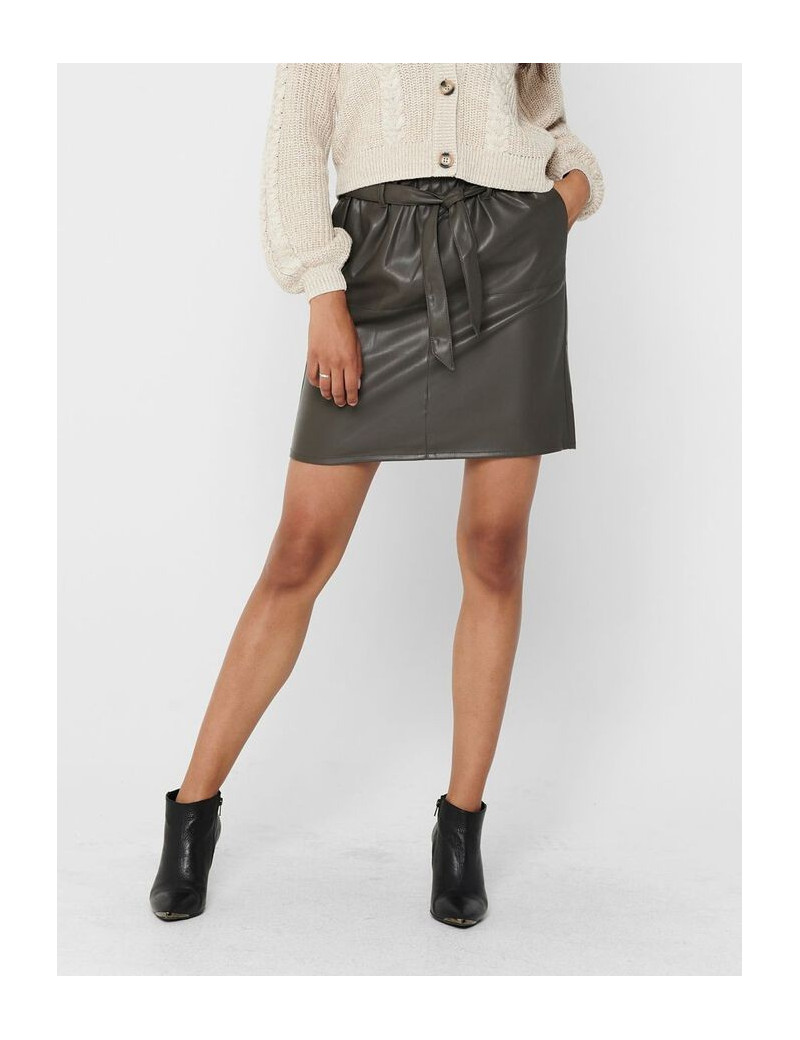ONLY JUPE SIMILI CUIR GRISE FEMME
