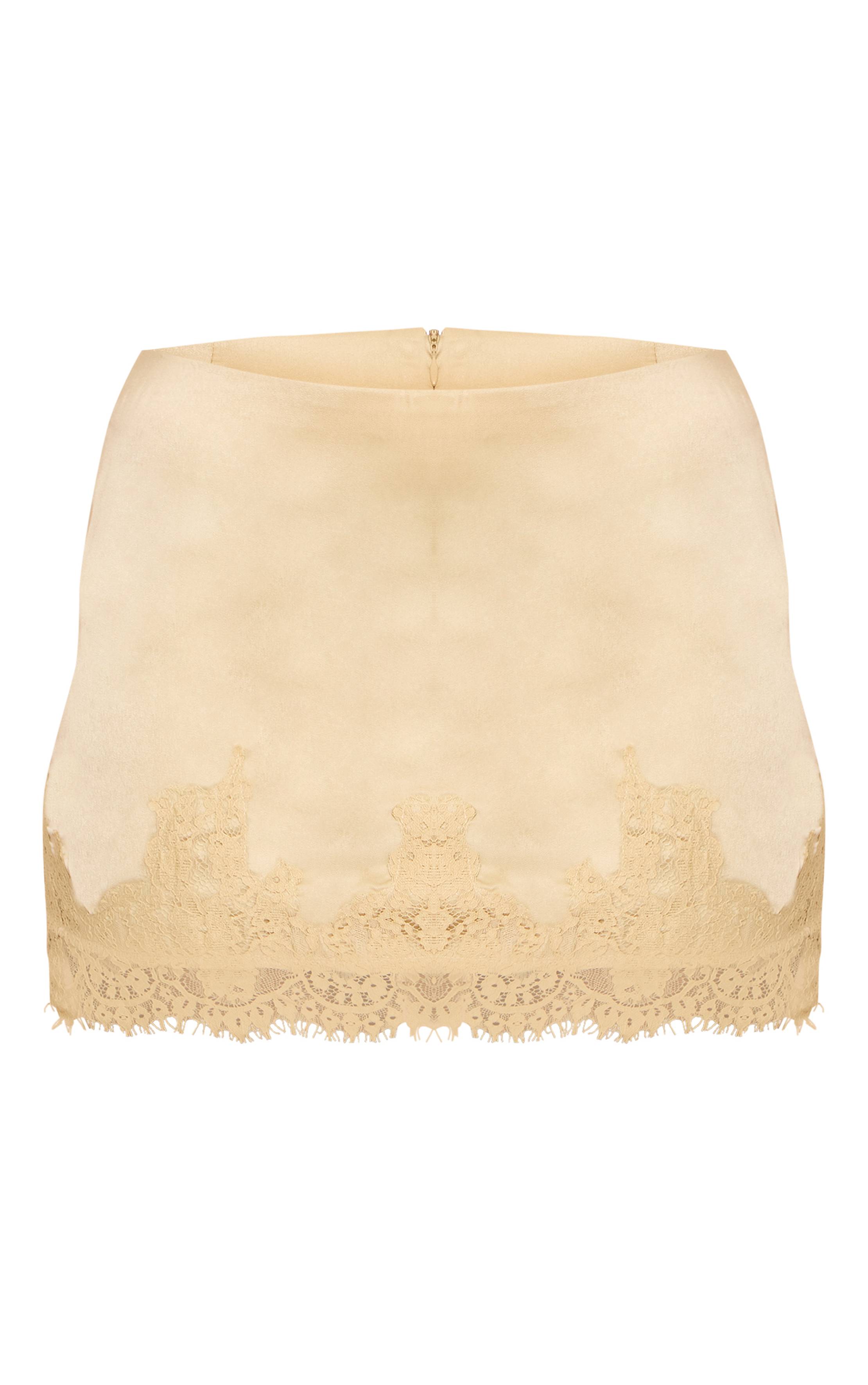 Butter Yellow Mini-jupe En Satin Avec Détail De Bordure En Dentelle