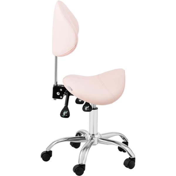 Sadel skjønnhetsstol med justerbar svingbar rygg MANNHEIM POWDER PINK rosa