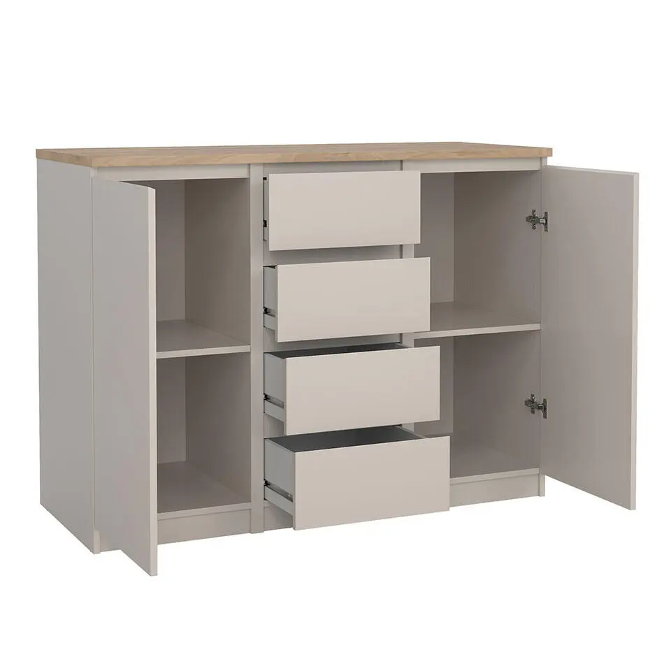 Hioshop Naia dressoir 2 deuren 4 lades eikdecor