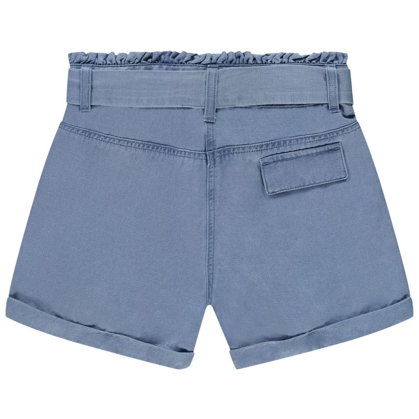 Short paperbag avec ceinture à nouer pour fille - Bleu