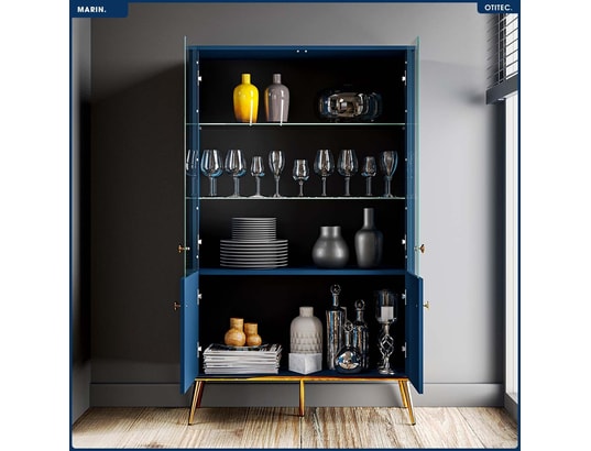 OTITEC - Armoire vitrine - h.150 x l.92 x p.40 cm - marin