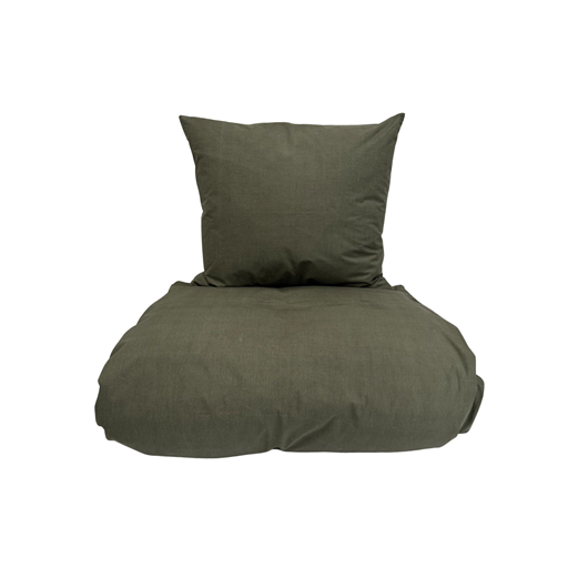 OMHU Percale Sengetøj, Olive, 140x200 cm