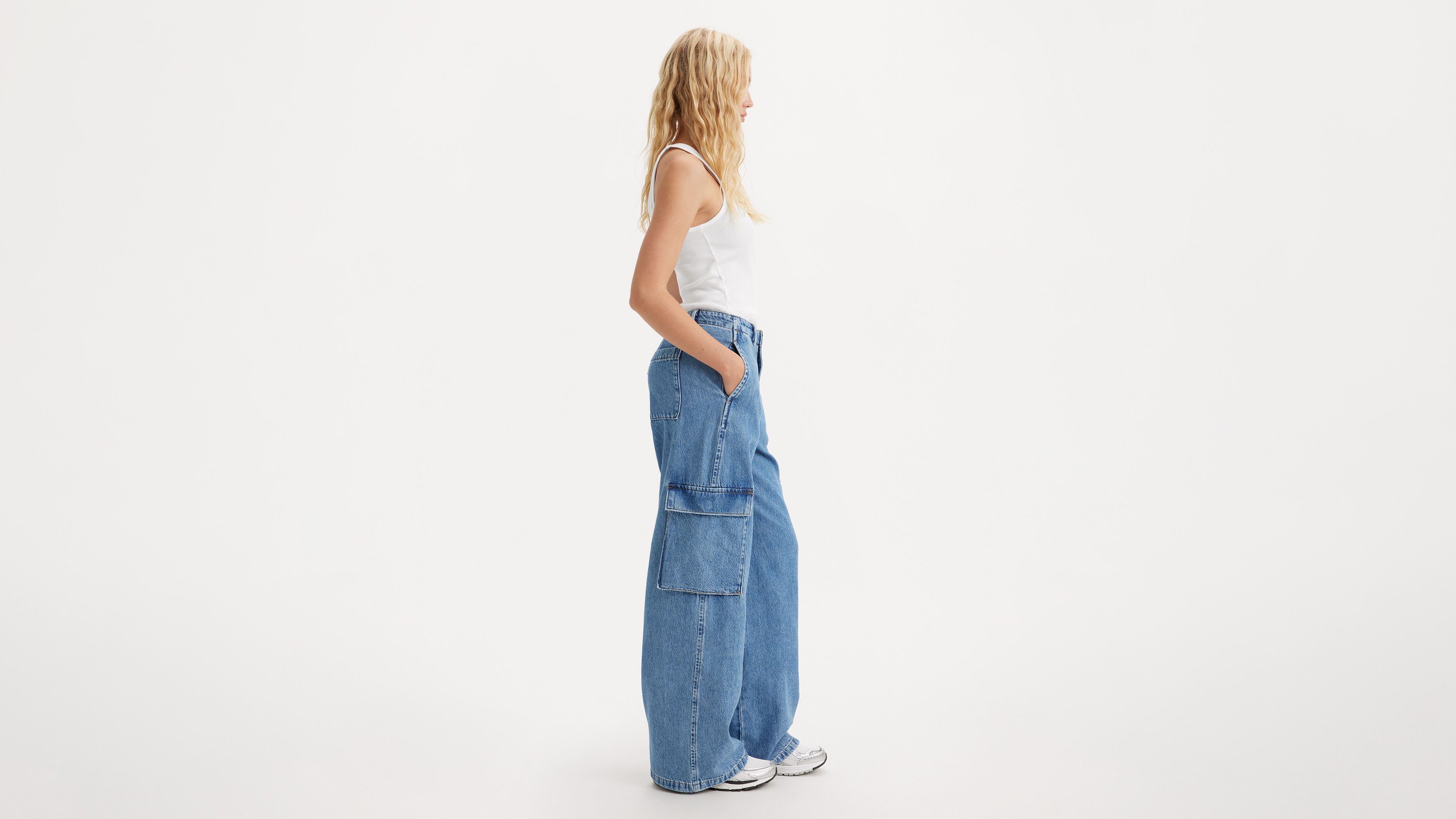 Jean Baggy Cargo Lightweight - Cause And Effect - Bleu