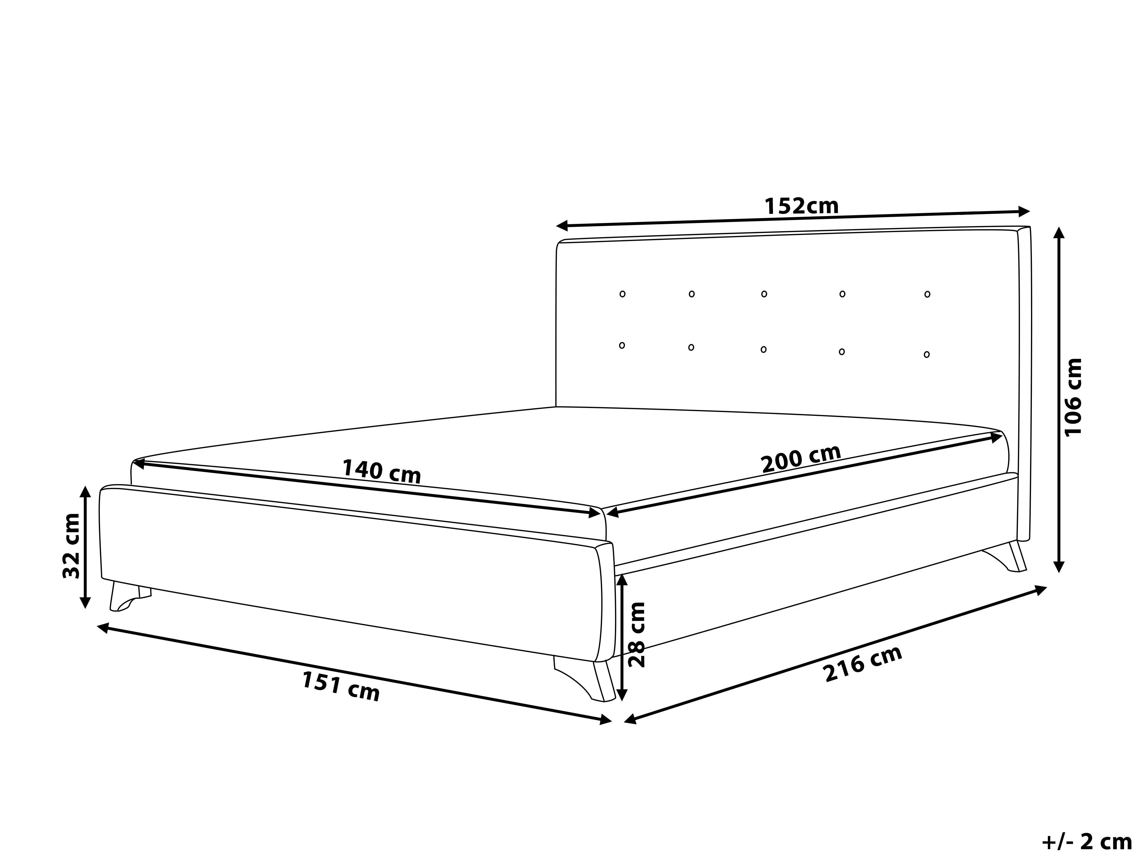 Bed Stof AMBASSADOR 140 x 200 cm Grijs