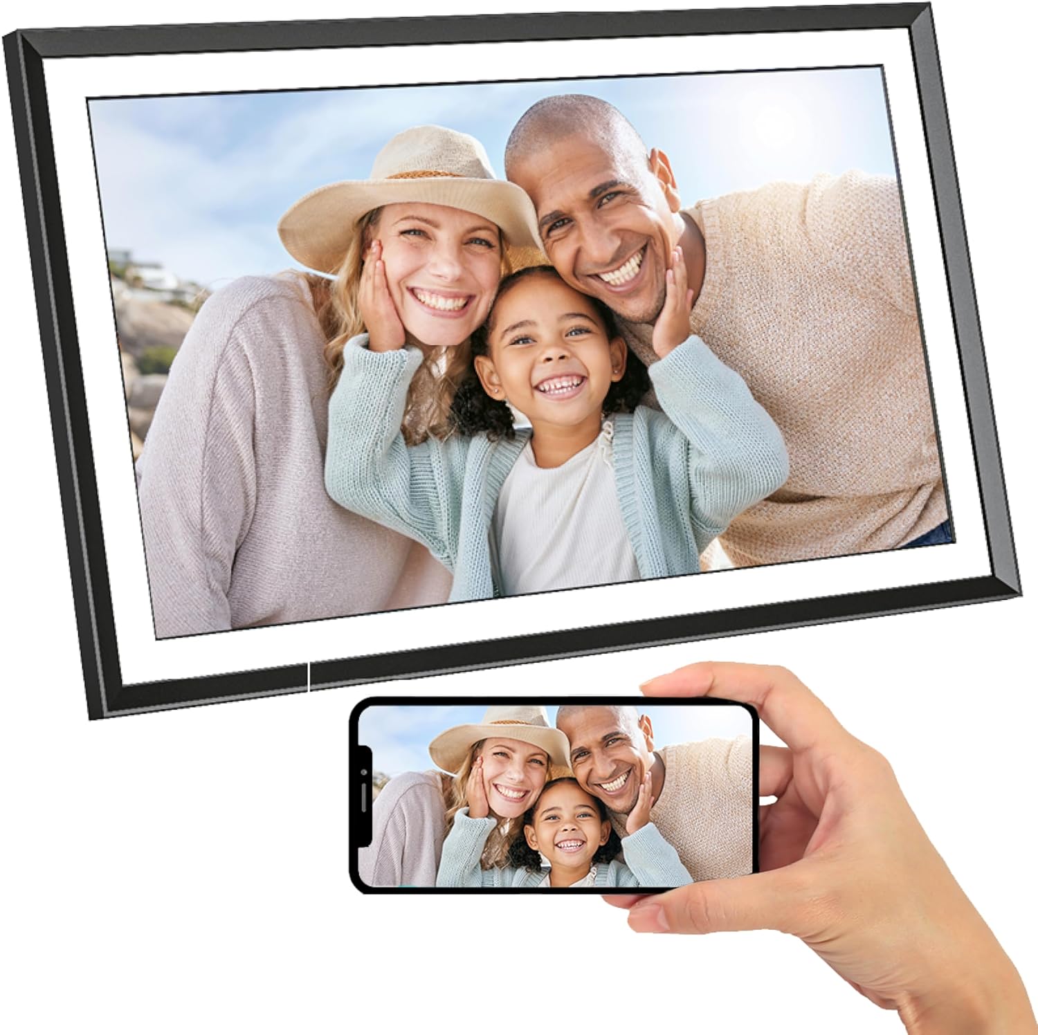 AGFA Photo Realiview APF1560WIFI – Digitaler Fotorahmen mit WLAN und integriertem 32-GB-Speicher – Fotos und Videos sofort teilen, hochauflösender 15,6-Zoll-Touchscreen – Schwarz