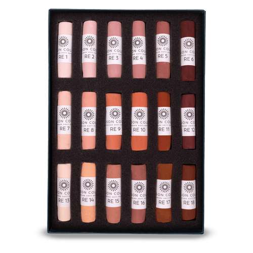 UNISON COLOUR Soft-Pastellkreiden, 18er-Sets, ganze Kreiden