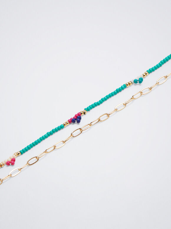 Pulseira de tornozelo com contas
